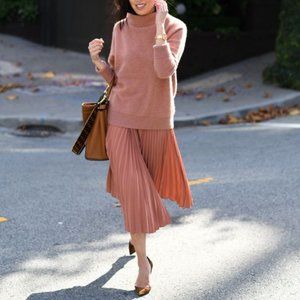 Vince Pleated Crepe De Chine Wrap Skirt, Size S/4 , Vintage Rose